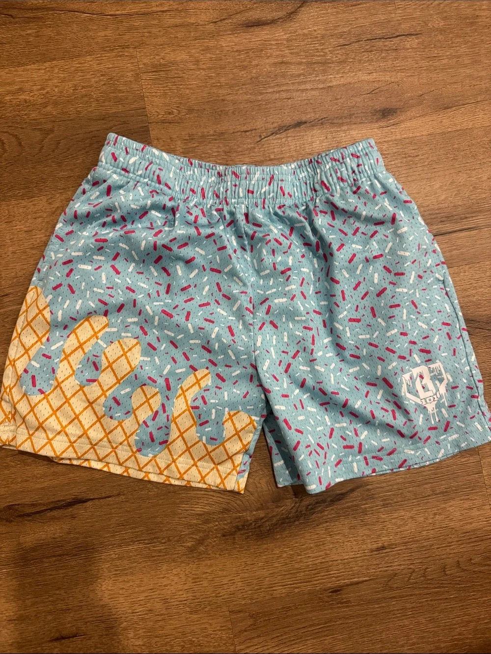 Baseball101 Kids Light Blue Ice Cream Cone Print Shorts